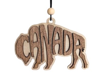 Canada Bison/Buffalo Word Art Christmas Ornament