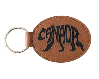 Canada Bear Keychain: Vegan Leather Souvenir, Made in Canada