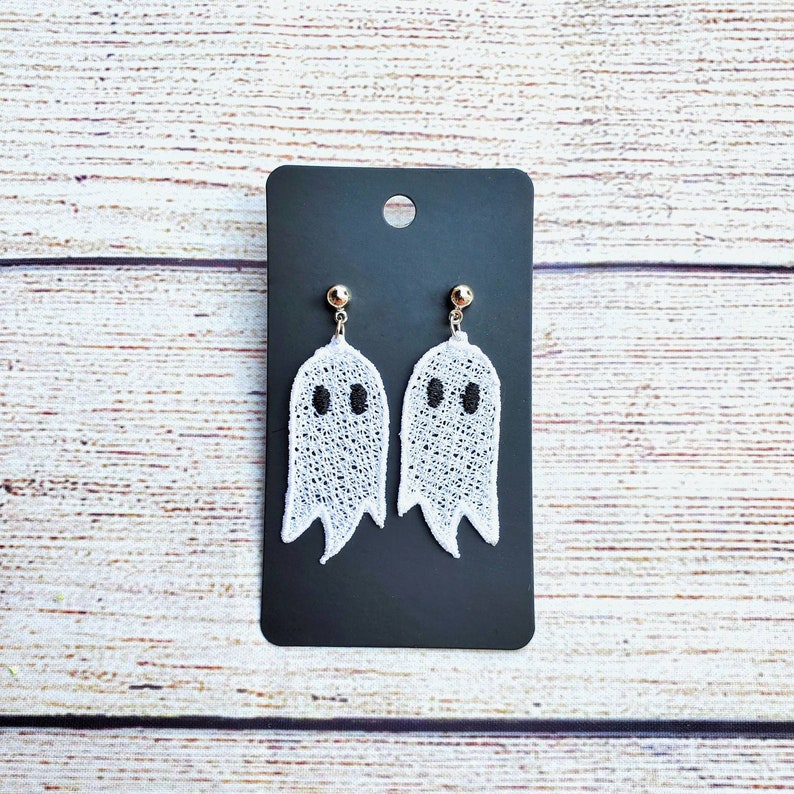 Ghost Earrings Lightweight Dangle Earrings Halloween Themed Lace Earrings Kawaii Earrings Goth Earrings image 2