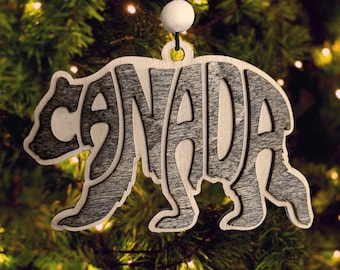 Canada Bear Word Art Christmas Ornament