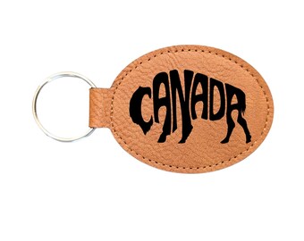 Canada Buffalo/Bison Keychain: Vegan Leather Souvenir, Made in Canada