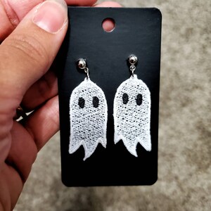 Ghost Earrings Lightweight Dangle Earrings Halloween Themed Lace Earrings Kawaii Earrings Goth Earrings image 3