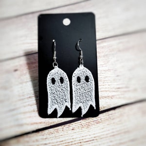 Ghost Earrings Lightweight Dangle Earrings Halloween Themed Lace Earrings Kawaii Earrings Goth Earrings image 1