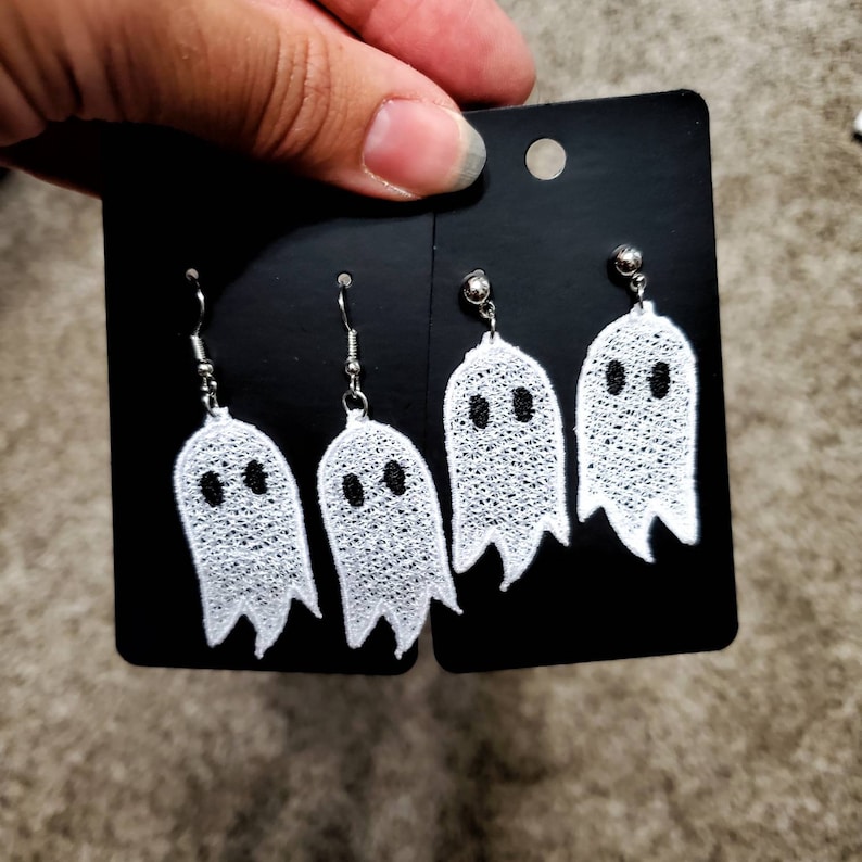 Ghost Earrings Lightweight Dangle Earrings Halloween Themed Lace Earrings Kawaii Earrings Goth Earrings image 6