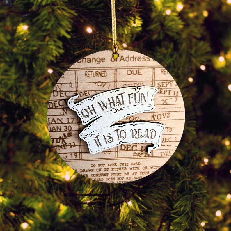 Oh What Fun It is to Read Library Checkout Card Ornament Etsy