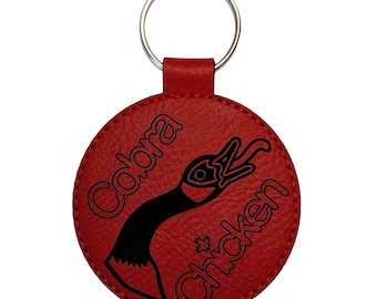 Cobra Chicken Keychain: Vegan Leather Souvenir, Made in Canada