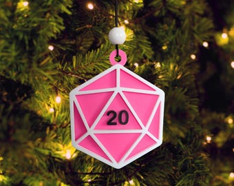 D20 Dice Christmas Ornament - Dungeons and Dragons Gift