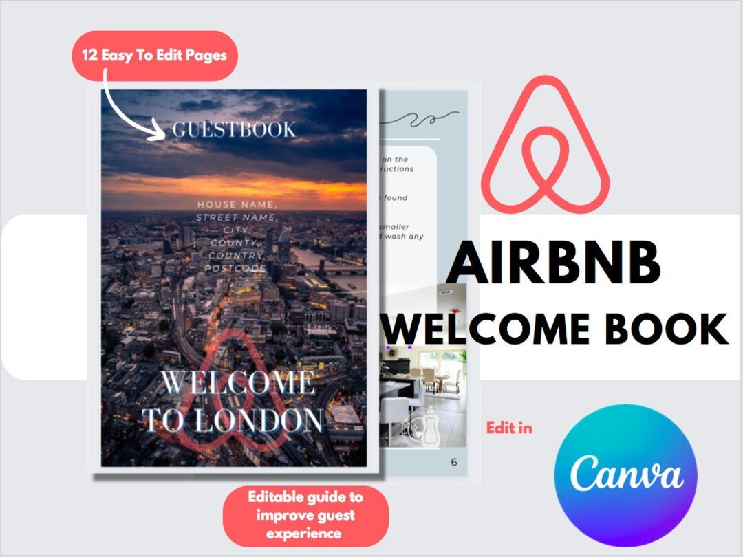AIRBNB Guest Book Editable Template - 12 Easy-to-edit Pages - Etsy