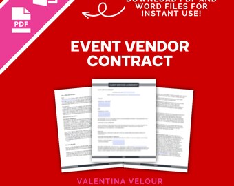 Contractsjabloon voor evenementleveranciersovereenkomst - Contract - Direct downloaden - Aanpasbare overeenkomst - PDF en Word - fotograaf, evenementenplanner