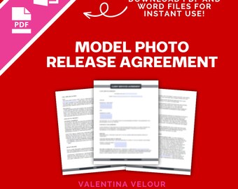 Model Photo Release Agreement  Contract Template - Contract - Instant Download - Customizable Agreement - PDF and Word Document