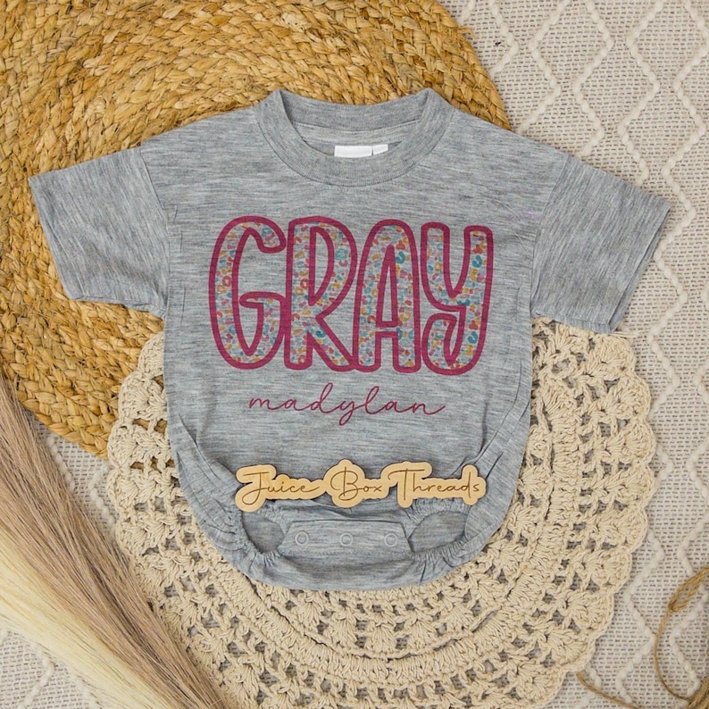 Summer Leopard Name Personalized Oversized Bubble Romper Bodysuit, Baby/Toddler/Kid Custom Baggy Romper, Pink Cheetah, CPSC Compliant immagine 10