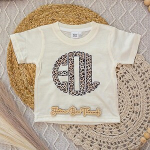 Leopard Monogram Bubble Romper Bodysuit, Oversized Personalized Cheetah Name Shirt, Girls Monogram Tee, Girls Name Romper, CPSC Compliant image 2