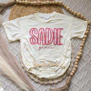 Summer Leopard Name Personalized Oversized Bubble Romper Bodysuit, Baby/Toddler/Kid Custom Baggy Romper, Pink Cheetah, CPSC Compliant immagine 1