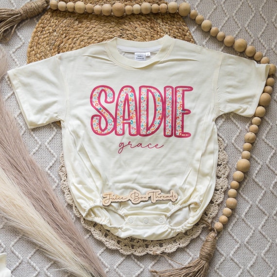 Summer Leopard Name Personalized Oversized Bubble Romper Bodysuit, Baby/Toddler/Kid Custom Baggy Romper, Pink Cheetah, CPSC Compliant