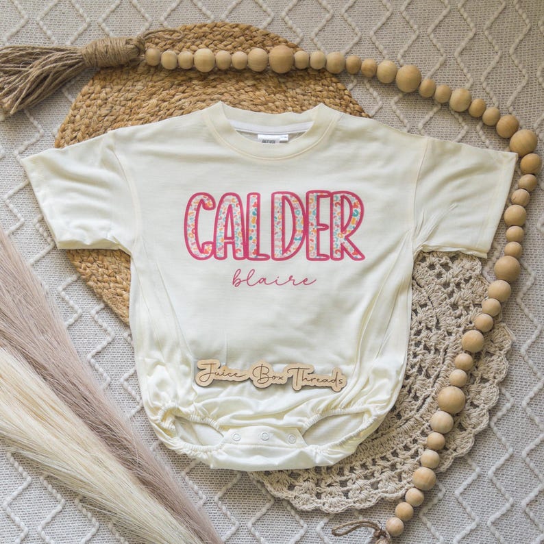 Summer Leopard Name Personalized Oversized Bubble Romper Bodysuit, Baby/Toddler/Kid Custom Baggy Romper, Pink Cheetah, CPSC Compliant immagine 13