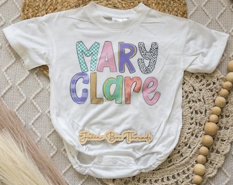 Preppy Name Bubble Romper Bodysuit, Custom Oversized Baggy Romper, Personalized Baby Tee, Baby Shower Gift, Custom Girls Tee, CPSC Compliant