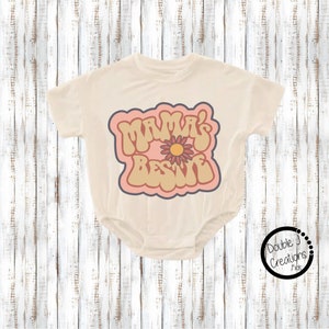 Oversized Mama's Bestie Flower Bubble Romper Bodysuit, Baby/Toddler/Kid Baggy t-shirt Romper, Graphic Tees, Retro Floral Bodysuit
