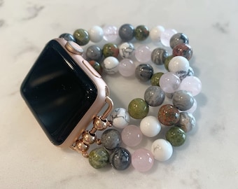 Klockarmband med ädelsten/ Apple Watcharmband/ Fitbit-klockarmband/ Samsung-klockarmband/ Garmin-klockarmband/ Fossil-klockarmband/ Kompatibelt med alla Apple Watch-klockor