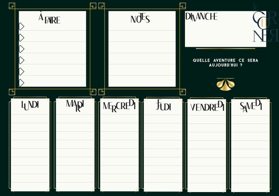 SEMAINIER Organizer Art Deco Theme Weekly Planner A4 PDF File 