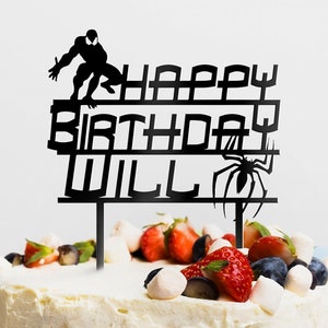 Personalized Spiderman Birthday Cake Topper: Plexi Party Decor
