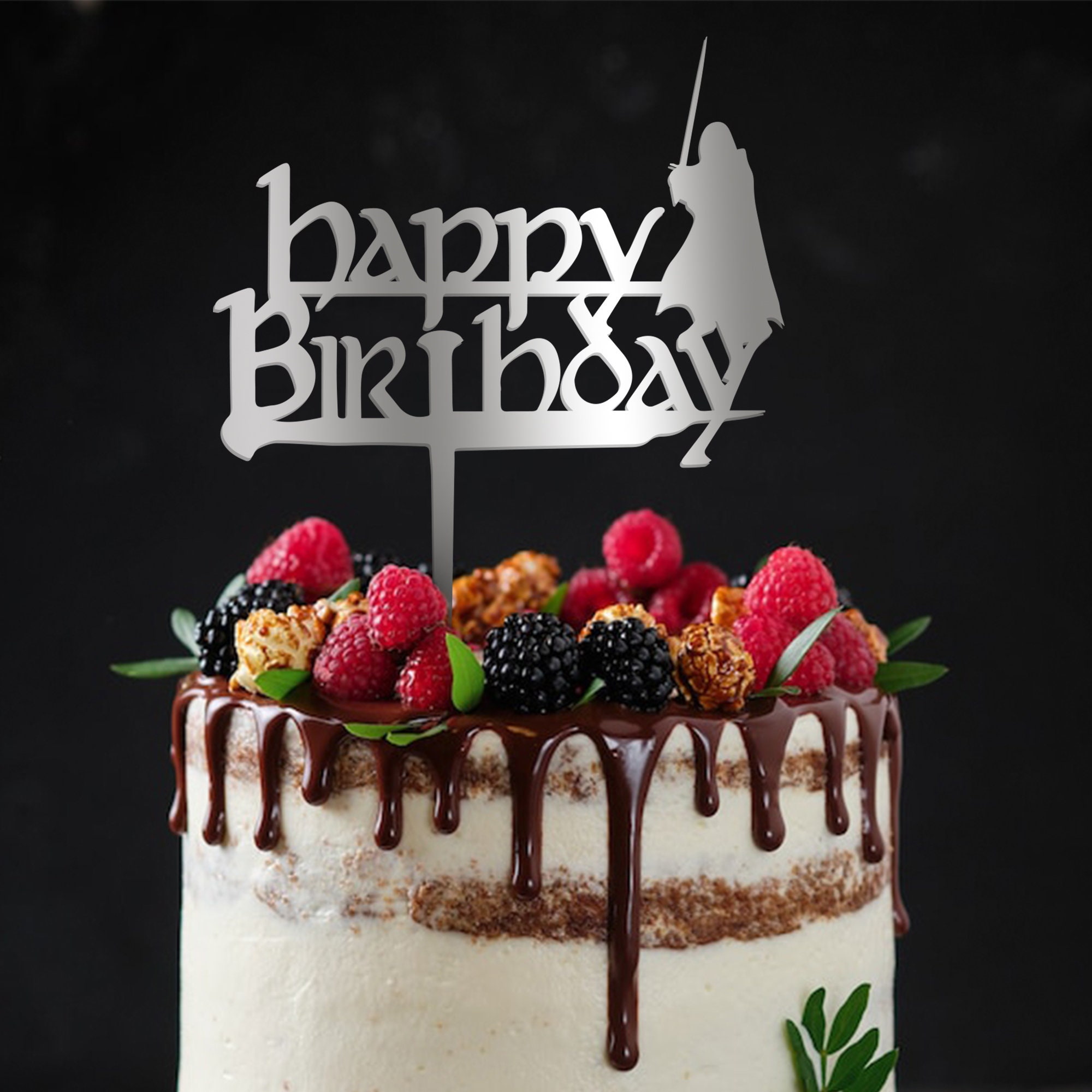 Precut Lord Of The Rings Happy Birthday Cake Topper – 7.5 Inch Round – CC80025