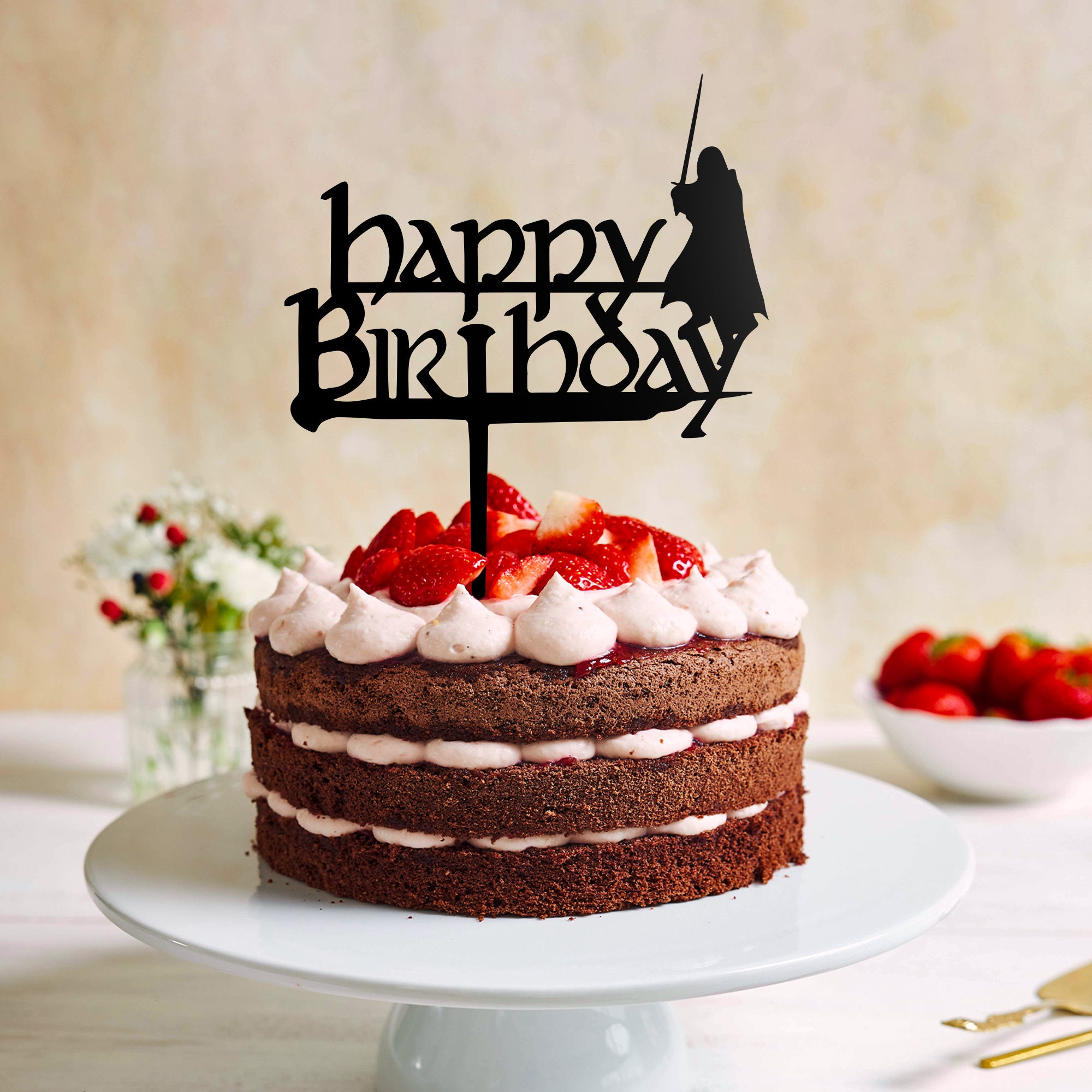 Lord of the Rings Themed Cake Topper, Cake Topper for LOTR Fans, Happy ...