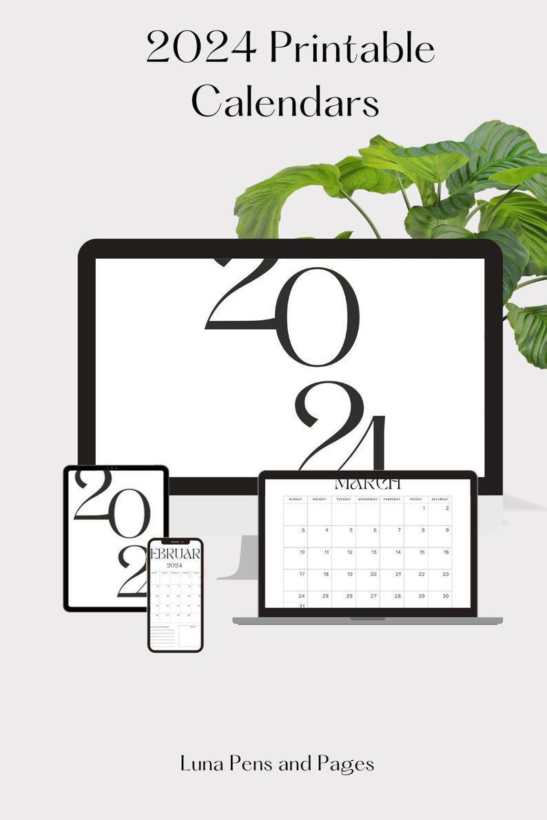 2024 Printable Calendars 2024 Planner Portrait and Landscape A4 Print