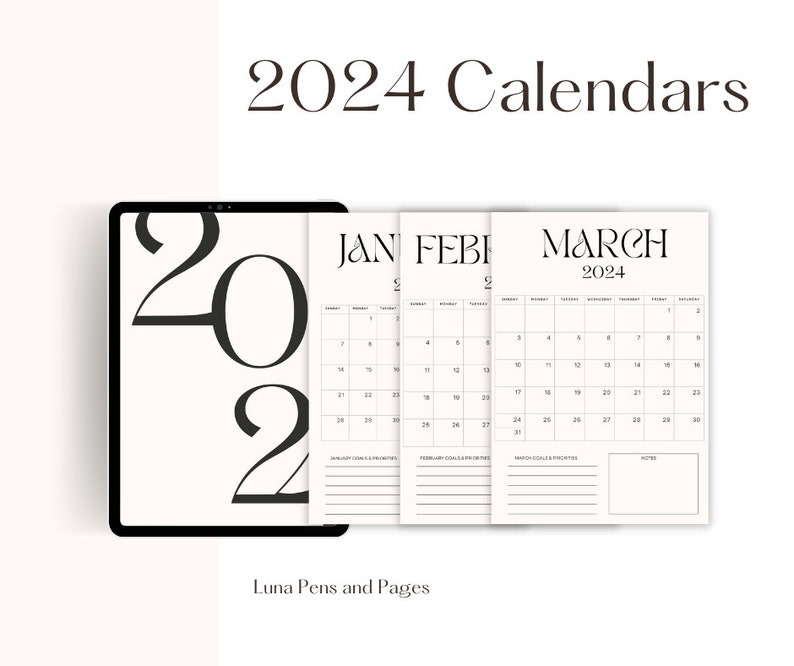 2024 Printable Calendars 2024 Planner Portrait and Landscape A4 Print