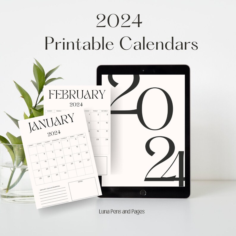 2024 Printable Calendars 2024 Planner Portrait and Landscape A4 Print