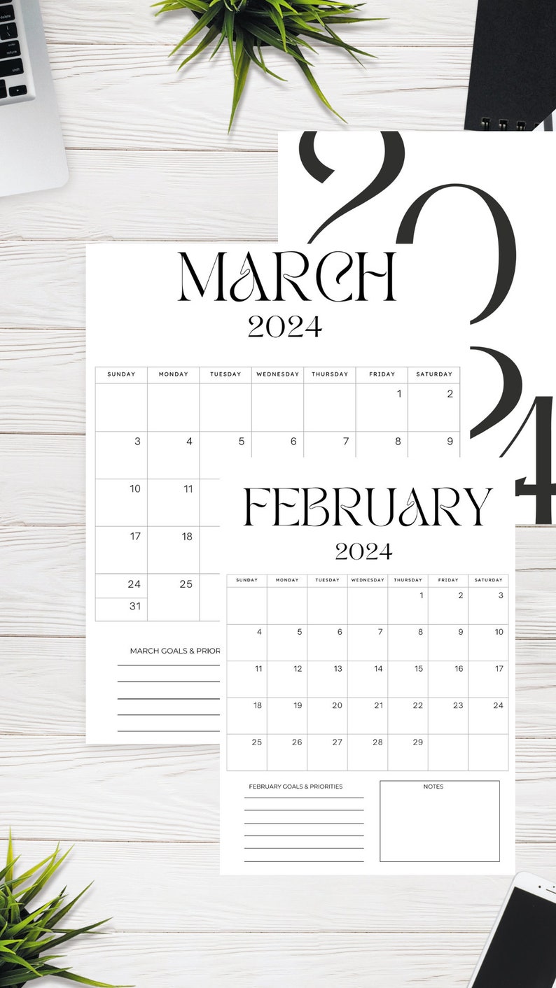 2024 Printable Calendars 2024 Planner Portrait and Landscape A4 Print