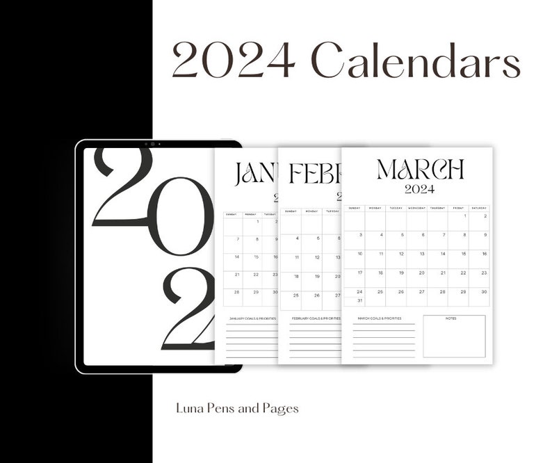 2024 Printable Calendars 2024 Planner Portrait and Landscape A4 Print