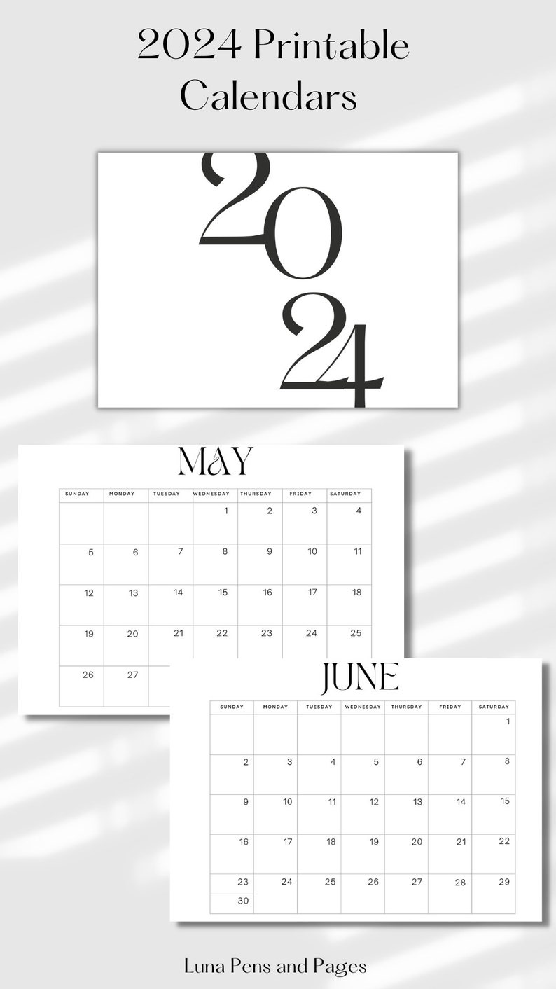 2024 Printable Calendars 2024 Planner Portrait and Landscape A4 Print