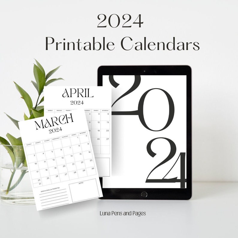 2024 Printable Calendars 2024 Planner Portrait and Landscape A4 Print