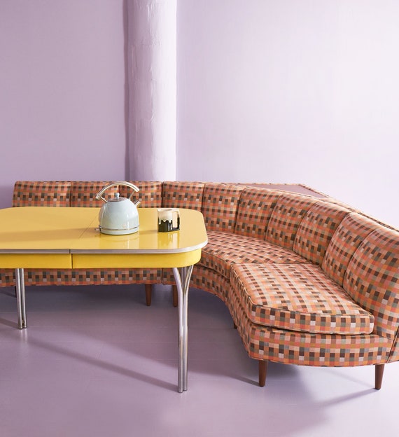 CUSTOM 1950s 3 Piece Banquette With Corner Table Etsy