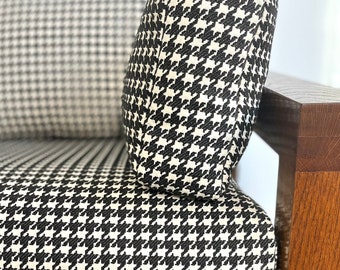 CUSTOM Mid-Century 1970’s Wide Corduroy  and Houndstooth Dueling Sofa