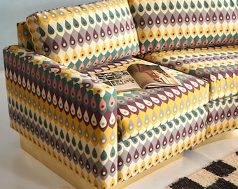 Sofá seccional curvo de 3 piezas estilo Milo Baughman de los años 70, hecho a medida y completamente restaurado.