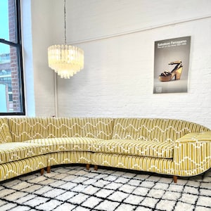 CUSTOM Mid-Century Sunrise 1960&#39;s 3pc Sectional Sofa- Fully Rehabbed