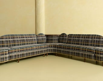 Sofá seccional de 5 piezas a cuadros estilo Futurama de los años 60, personalizado.