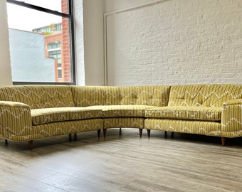 CUSTOM Mid-Century Sunrise 1960's 3pc Sectional Sofa- Fully