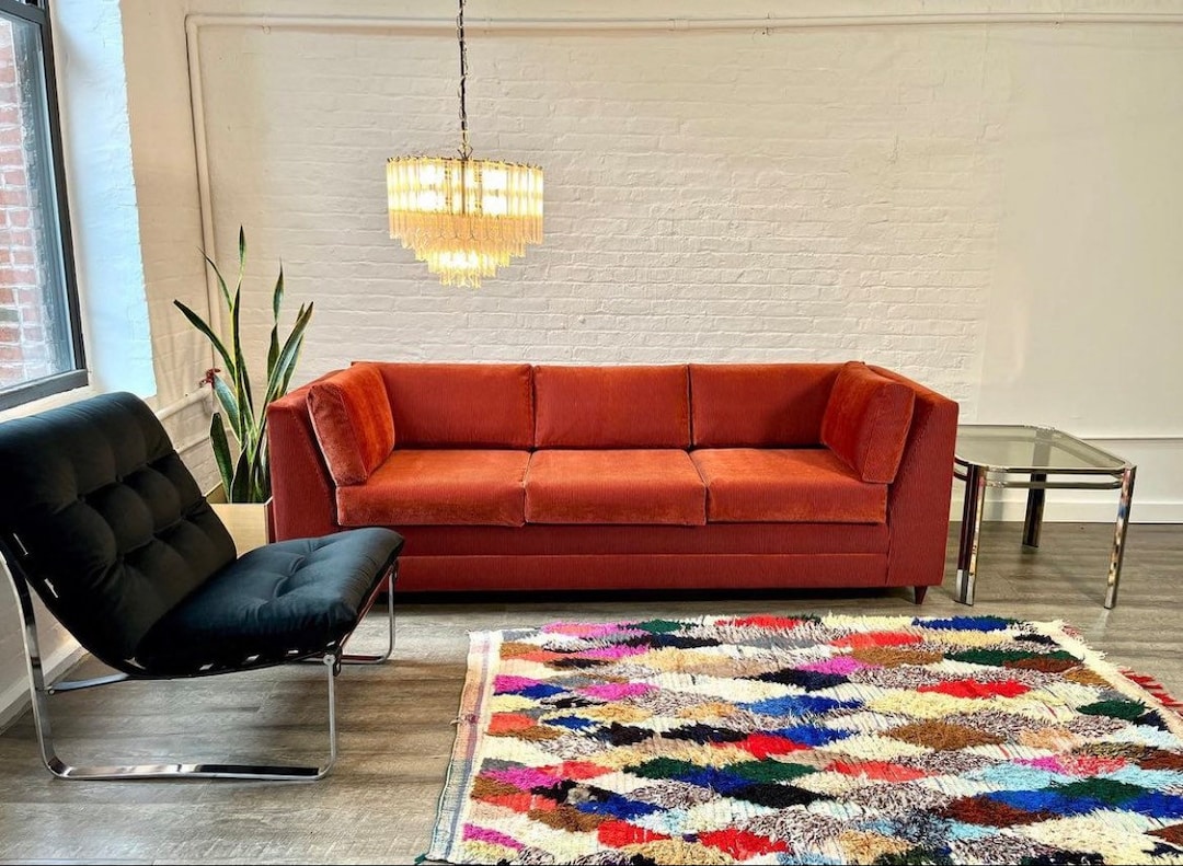 CUSTOM Mid century 1970 s Penny Corduroy Sofa Fully Rehabbed Etsy UK