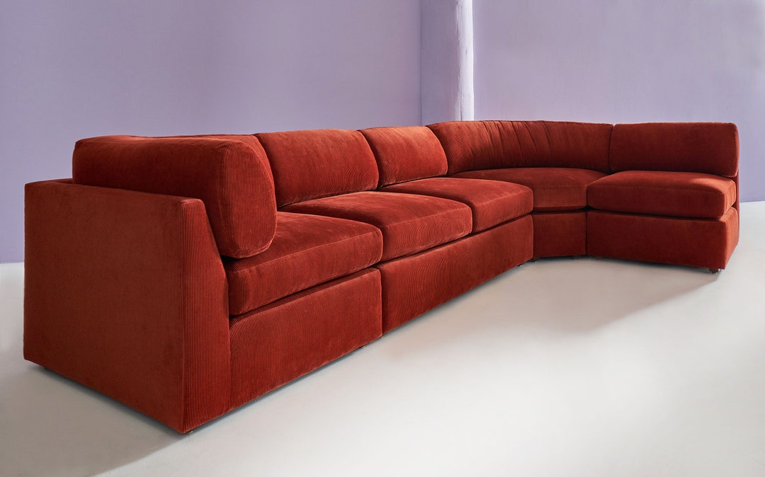 CUSTOM Mid-century 5pc Milo Baughman Pit Style Modular Sofa in