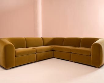 Sofá modular seccional curvo personalizado de mediados de siglo
