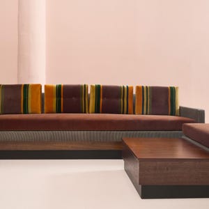 CUSTOM Adrian Pearsall Style Wood Base and Side Table Platform Sofa