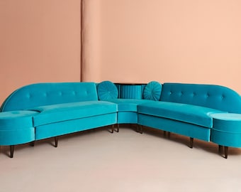 Sofá seccional personalizado de 5 piezas de Futurama de los años 60.