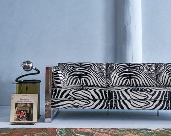 Sofá y silla Milo Baughman Chrome Zebra.