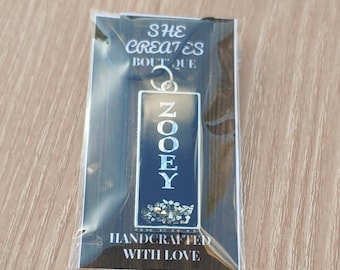 Custom Resin Name Necklace, Handmade Personalized Pendant