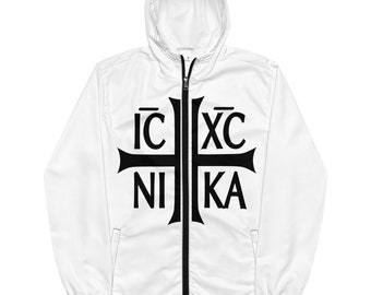 Jezus Chrystus zwycięża męską kurtkę wiatrówkę