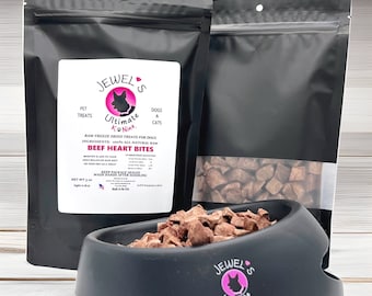 Bocaditos de corazones de res liofilizados