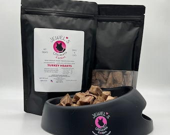 Corazones de pavo 100% totalmente naturales, golosinas para mascotas liofilizadas crudas