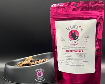 Duck Twirls Golosinas para mascotas liofilizadas 2.5 oz.